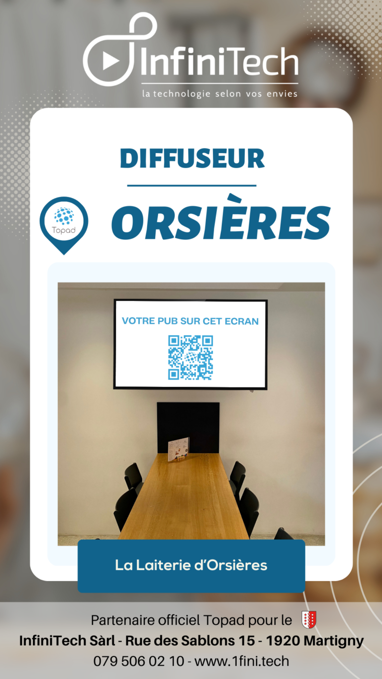 Topad advertising screen installed at Laiterie d'Orsières